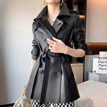 Load image into Gallery viewer, Autumn Winter Belted Genuine Leather Jacket