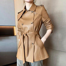 Load image into Gallery viewer, Autumn Winter Belted Genuine Leather Jacket