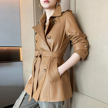 Load image into Gallery viewer, Autumn Winter Belted Genuine Leather Jacket