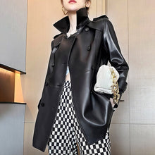 Load image into Gallery viewer, Autumn Winter Belted Genuine Leather Jacket