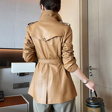 Load image into Gallery viewer, Autumn Winter Belted Genuine Leather Jacket