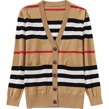 Load image into Gallery viewer, Eu Winter To Spring Fashion Women Classic Stripe V Neck Knitted Button