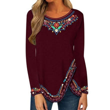 Load image into Gallery viewer, Ethnic Print O Neck Long sleeved shirt
