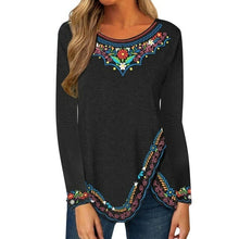 Load image into Gallery viewer, Ethnic Print O Neck Long sleeved shirt