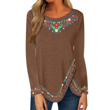 Load image into Gallery viewer, Ethnic Print O Neck Long sleeved shirt