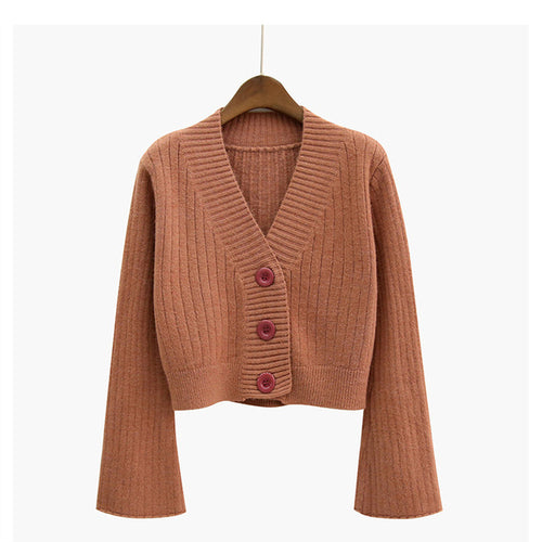 Cardigan Autumn Long Flare Sleeve Short Sweater