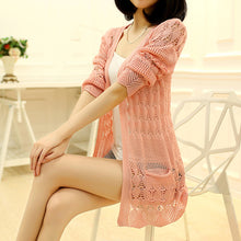 Load image into Gallery viewer, Fashion Knitted Cardigan Loose Pocket Hollow Long Sleeve