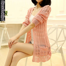 Load image into Gallery viewer, Fashion Knitted Cardigan Loose Pocket Hollow Long Sleeve