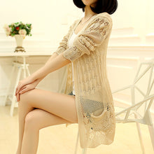 Load image into Gallery viewer, Fashion Knitted Cardigan Loose Pocket Hollow Long Sleeve