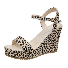 Load image into Gallery viewer, Fashion Women Platform Sandals Sexy Leopard Buckle Peep Toe