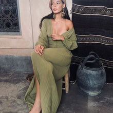Load image into Gallery viewer, Boho Maxi Lantern Sleeve Vintage Long Split Dress