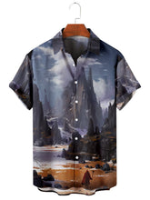 Load image into Gallery viewer, Men's Short Sleeve Lapel Shirt Plus Size Alpine 3D Print