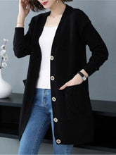 Load image into Gallery viewer, Cardigan Sweater Coat V Neck Solid Loose Knitwear