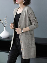 Load image into Gallery viewer, Cardigan Sweater Coat V Neck Solid Loose Knitwear