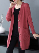Load image into Gallery viewer, Cardigan Sweater Coat V Neck Solid Loose Knitwear