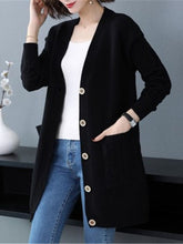 Load image into Gallery viewer, Cardigan Sweater Coat V Neck Solid Loose Knitwear