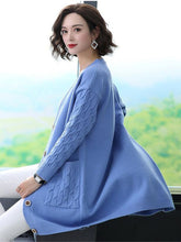 Load image into Gallery viewer, Cardigan Sweater Coat V Neck Solid Loose Knitwear