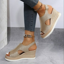 Load image into Gallery viewer, Cut Out Glitter Casual Wedges
