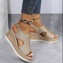 Load image into Gallery viewer, Cut Out Glitter Casual Wedges