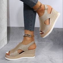 Load image into Gallery viewer, Cut Out Glitter Casual Wedges