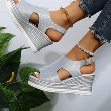 Load image into Gallery viewer, Cut Out Glitter Casual Wedges