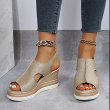Load image into Gallery viewer, Cut Out Glitter Casual Wedges