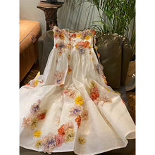 Load image into Gallery viewer, Flower High Quality French Long Dress Spaghetti Strap