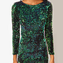 Load image into Gallery viewer, New Sequin Pencil Slim Dress Round Neck Long Sleeve Women Fashion