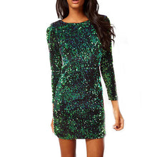 Load image into Gallery viewer, New Sequin Pencil Slim Dress Round Neck Long Sleeve Women Fashion