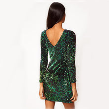 Load image into Gallery viewer, New Sequin Pencil Slim Dress Round Neck Long Sleeve Women Fashion