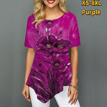 Load image into Gallery viewer, T shirt 3D Rose Flower Printing Round Neck