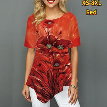 Load image into Gallery viewer, T shirt 3D Rose Flower Printing Round Neck