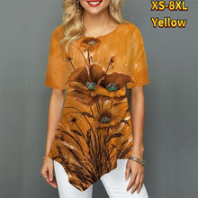 Load image into Gallery viewer, T shirt 3D Rose Flower Printing Round Neck