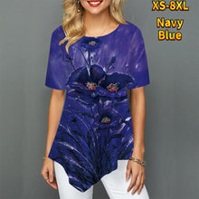 Load image into Gallery viewer, T shirt 3D Rose Flower Printing Round Neck