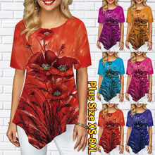 Load image into Gallery viewer, T shirt 3D Rose Flower Printing Round Neck