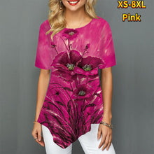 Load image into Gallery viewer, T shirt 3D Rose Flower Printing Round Neck