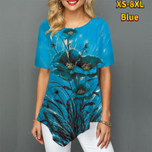 Load image into Gallery viewer, T shirt 3D Rose Flower Printing Round Neck