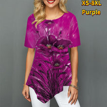 Load image into Gallery viewer, T shirt 3D Rose Flower Printing Round Neck