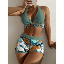 Load image into Gallery viewer, New Women's Swimsuit Bikini Top Split High Waist  Lace Print