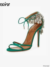 Load image into Gallery viewer, Spring New Sandals Rhinestone Thin High Heels Crystal Sandals