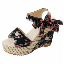 Load image into Gallery viewer, Lace Wedge Sandals
