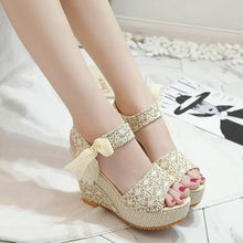 Load image into Gallery viewer, Lace Wedge Sandals