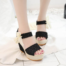 Load image into Gallery viewer, Lace Wedge Sandals