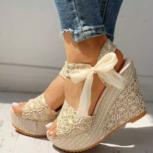 Load image into Gallery viewer, Lace Wedge Sandals
