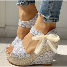 Load image into Gallery viewer, Lace Wedge Sandals