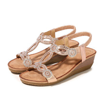 Load image into Gallery viewer, Summer Women's Wedges Sandals Rhinestone Crystal Bohemia Styles