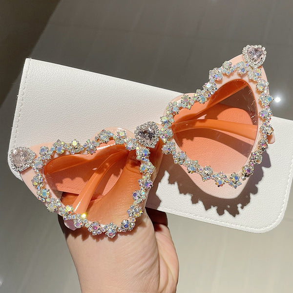 Vintage Sexy Heart Sunglasses For Women New Luxury Brand Diamond