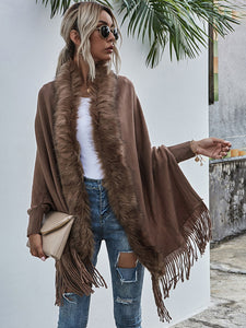 Fur Collar Shawls and Wraps Cardigan Sweater