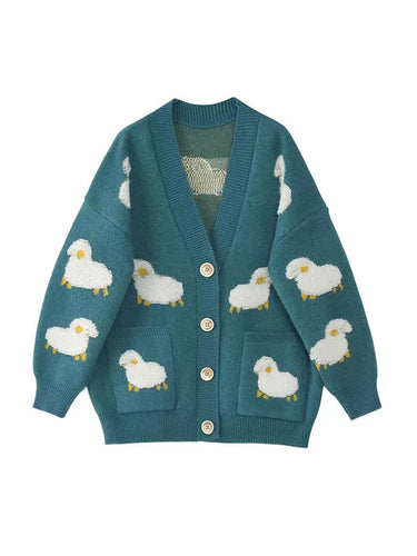 Sweater Cardigan V Neck Sheep