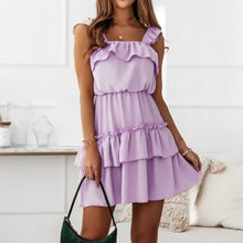 Load image into Gallery viewer, Loose A-line Dress Spaghetti Strap Solid Bohemian Beach